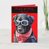 Carte d'anniversaire pour un chien labrador noir c (Devant)