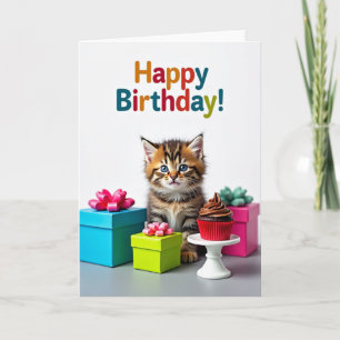 Carte d'anniversaire pour un doux chat tabby