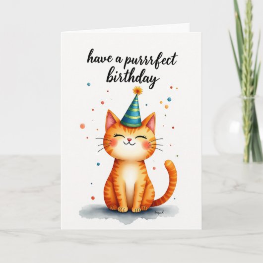 Carte d'anniversaire pour un doux chat tigré (Devant)