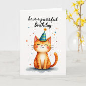 Carte d'anniversaire pour un doux chat tigré (Fleur jaune)