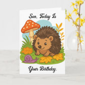 Carte d'anniversaire pour un fils avec un hérisson (Fleur jaune)