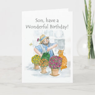 Carte d'anniversaire pour un fils - Jardinage