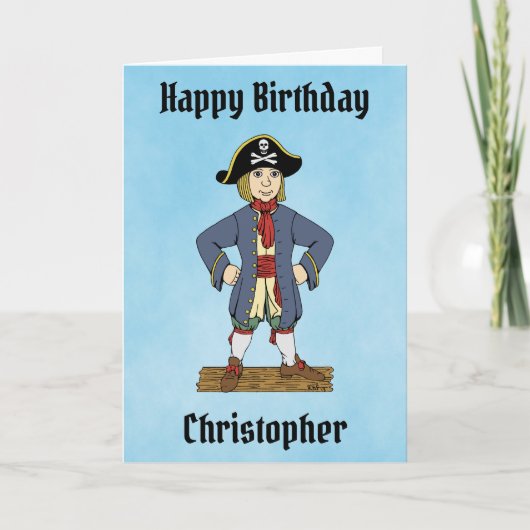 Carte d'anniversaire pour un garçon pirate mignon (Devant)