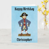 Carte d'anniversaire pour un garçon pirate mignon (Fleur jaune)
