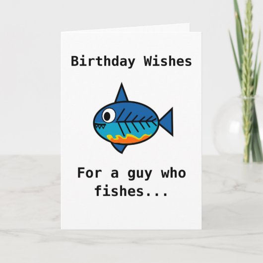 Carte d'anniversaire pour un gars qui pêche. (Devant)