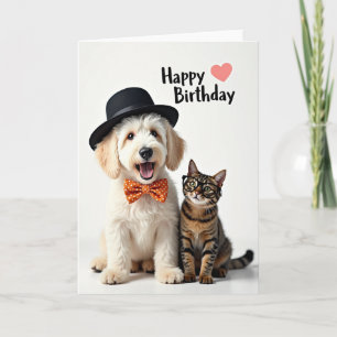 Carte d'anniversaire pour un joyeux duo d'animaux