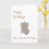 Carte d'anniversaire pour un mignon chat gris (Fleur jaune)