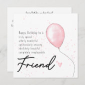 Carte d'anniversaire pour une amie - sœur de l'âme (Devant / Derrière)