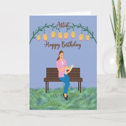 Carte d'anniversaire pour une artiste fille sur la (Devant)