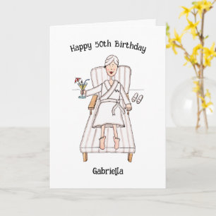 Carte d'anniversaire pour une dame de jour de spa