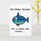 Carte d'anniversaire pour une femme qui pêche le (Fleur jaune)