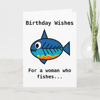 Carte d'anniversaire pour une femme qui pêche le 