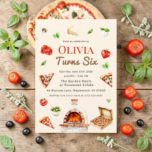Carte d'anniversaire pour une fête de pizza au feu