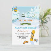 Carte d'anniversaire pour une fête de snowboard (Debout devant)