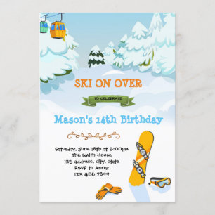 Carte d'anniversaire pour une fête de snowboard