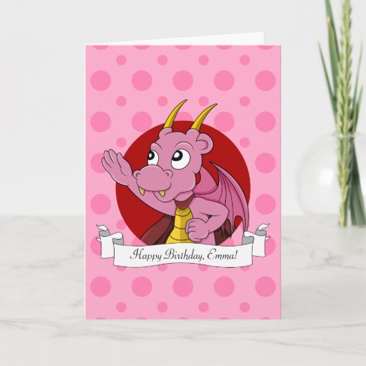 Carte d'anniversaire pour une fille avec dragon de (Devant)