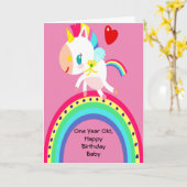 Carte d'anniversaire pour une fille d'un an bébé (Fleur jaune)