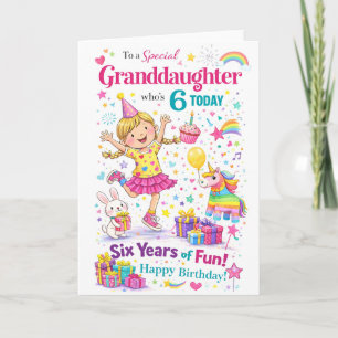 Carte d'anniversaire pour une petite-fille de 6 an