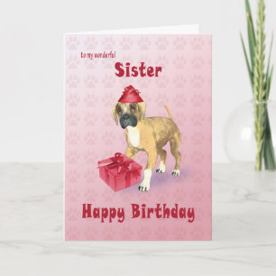 Carte d'anniversaire pour une soeur avec un chiot
