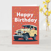 Carte d'anniversaire pour véhicule vintage (Fleur jaune)
