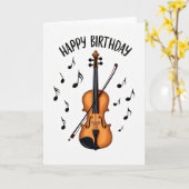 Carte d'anniversaire pour violon (Fleur jaune)