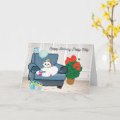 Carte d'anniversaire pour votre chat (Fleur jaune)