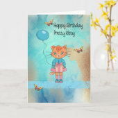 Carte d'anniversaire pour votre Kitty (Fleur jaune)