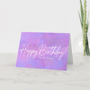 Carte d'anniversaire pourpre soeur fille pliée