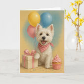Carte d'anniversaire Preppy Westie (Fleur jaune)