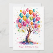 Carte d'anniversaire Pretty Tree et Ballon (Devant)