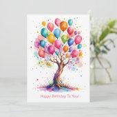 Carte d'anniversaire Pretty Tree et Ballon (Debout devant)