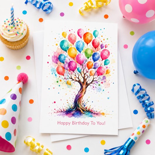 Carte d'anniversaire Pretty Tree et Ballon