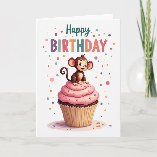 Carte d'anniversaire primate douce (Devant)