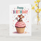 Carte d'anniversaire primate douce (Fleur jaune)