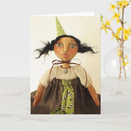 Carte d'anniversaire primitive de fille de partie (Fleur jaune)