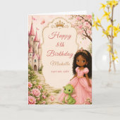 Carte d'anniversaire Princesse Château Dragon (Fleur jaune)