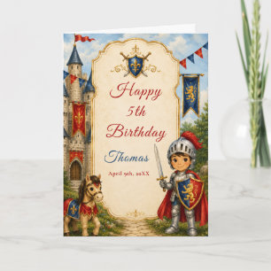 Carte d'anniversaire Princesse Château Dragon