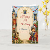 Carte d'anniversaire Princesse Château Dragon (Fleur jaune)