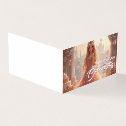 Carte d'anniversaire princesse en rose (Outside)