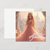 Carte d'anniversaire princesse en rose (Devant / Derrière)