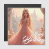 Carte d'anniversaire princesse en rose (Devant / Derrière)