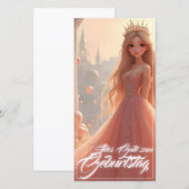 Carte d'anniversaire princesse en rose (Devant / Derrière)