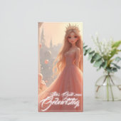 Carte d'anniversaire princesse en rose (Debout devant)