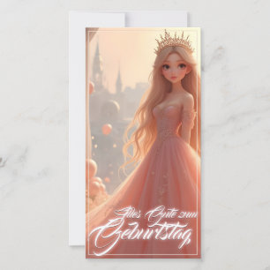 Carte d'anniversaire princesse en rose