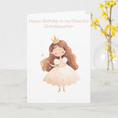 Carte d'anniversaire Princesse pour filles (Fleur jaune)