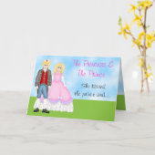 Carte d'anniversaire Princesse, Prince et Unicorne (Fleur jaune)