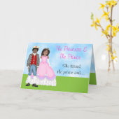 Carte d'anniversaire Princesse, Prince et Unicorne (Fleur jaune)