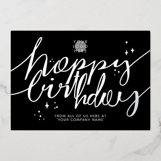 Carte d'anniversaire professionnelle argentée avec (Recto)