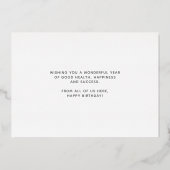 Carte d'anniversaire professionnelle argentée avec (Verso)