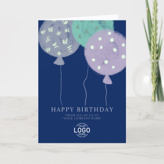 Carte d'anniversaire professionnelle avec ballons (Devant)